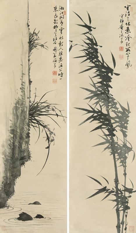 2 works; Orchids and Bamboo by Kim Kyujin