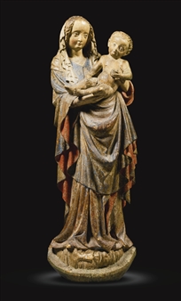 VIRGIN AND CHILD ON A CRESCENT MOON - Bohemian School, 15th Century