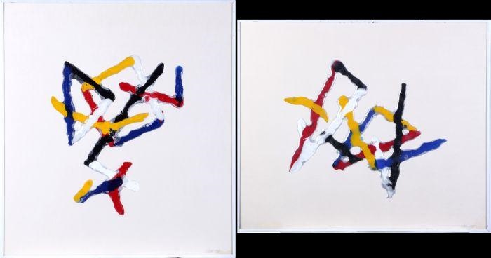 Artwork by Roger Weik, Two Untitled Works, Made of P.V.A. and pigment on paper