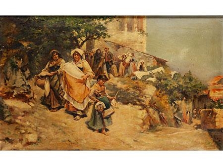 ROMA-FAMILIE AUF DEM WEG INS DORF by Roman School, 20th Century