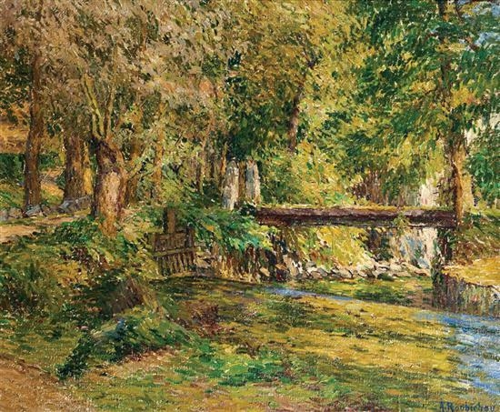 Cours d'eau en sous-bois by Alphonse Roubichon
