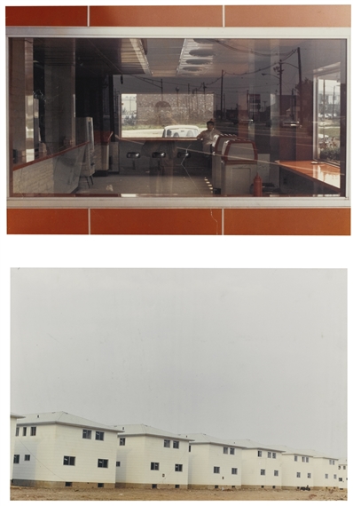 (I) HIGHWAY RESTAURANT, SITE VIEW, JERSEY CITY, NEW JERSEY (II) NOT YET COMPLETED HOUSING PROJECT, BAYONNE, NEW JERSEY by Dan Graham, 1966-1969