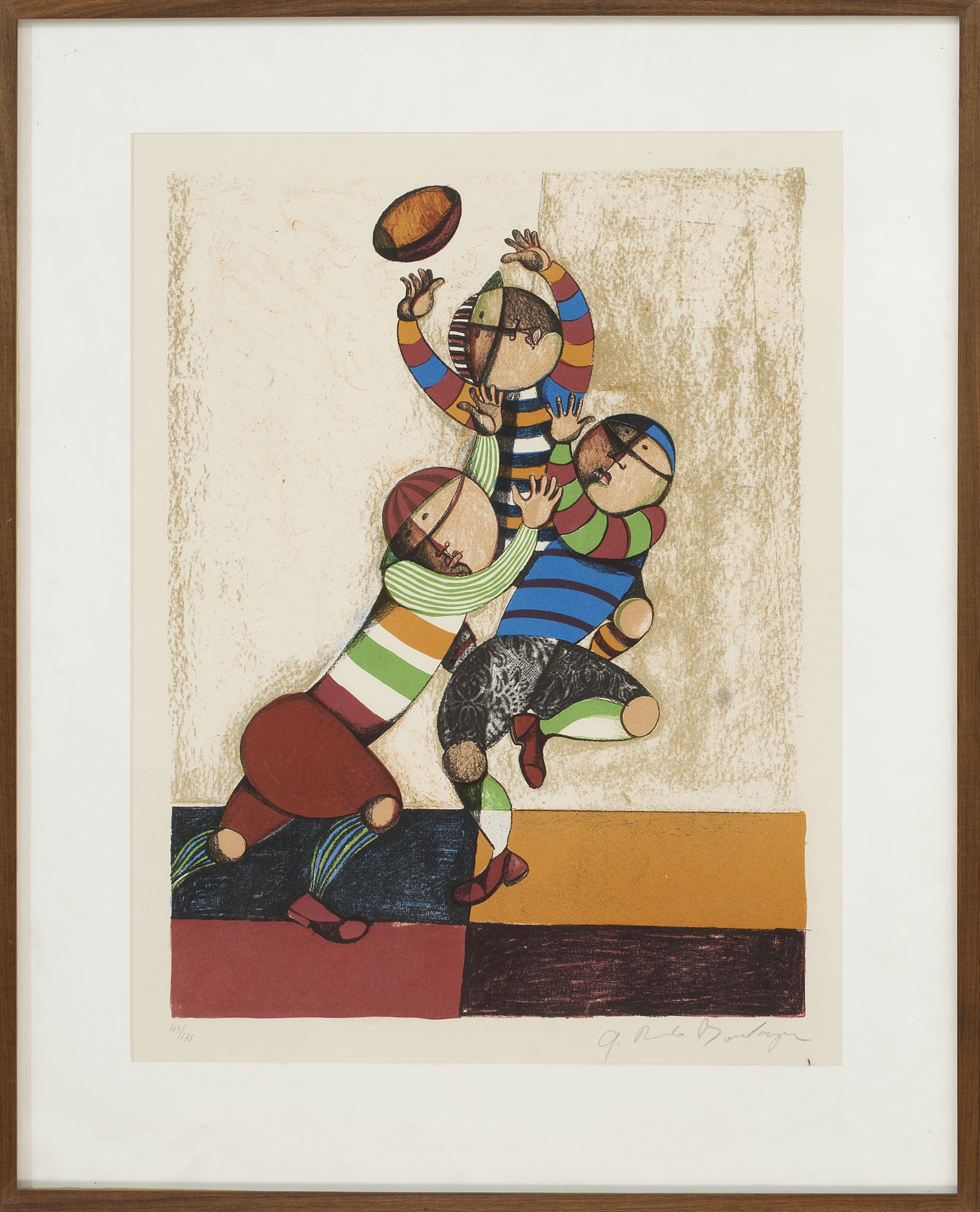 Artwork by Graciela Rodo-Boulanger, Joueurs de rugby, Made of Lithograph on paper