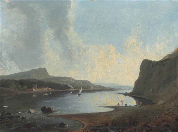 A view of the Isle of Eigg with the Scurr of Eigg in the distance by William Daniell