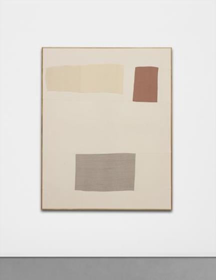 Artwork by Ethan Cook, Untitled, Made of hand woven cotton canvas collage, in artist’s frame