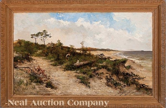 Edward Stratton Holloway | Beach Scene with a Young Man and Child ...