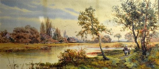 landscape with church, Essex by Charles Frederick Allbon