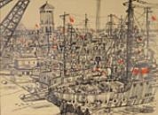 Artwork by František Bělohlávek, A Port, Made of Pencil and crayon on paper