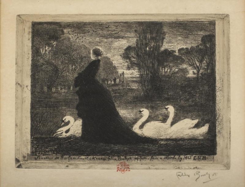 La dame aux cygnes by Felix-Hilaire Buhot