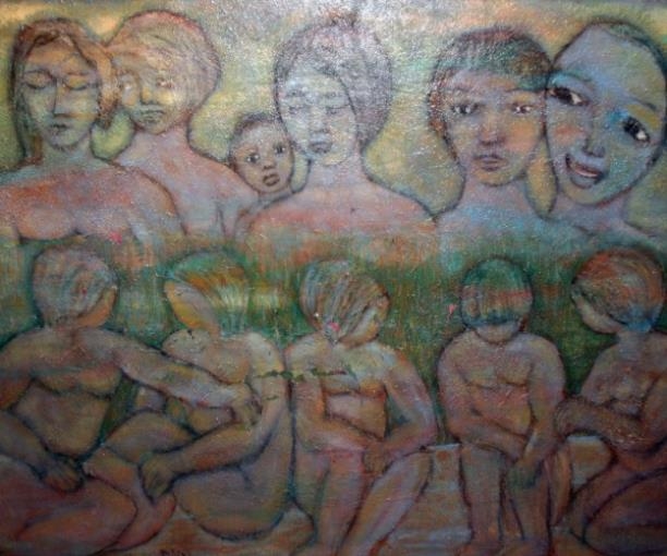 Artwork by Leonardo Greco, Abstract Figure Group, Made of Oil on canvas