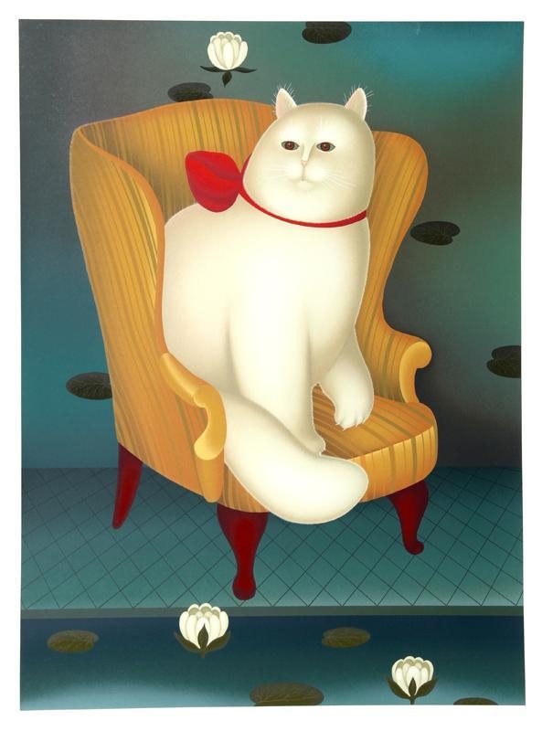 Artwork by Igor Galanin, Cat in Chair, Made of Serigraph