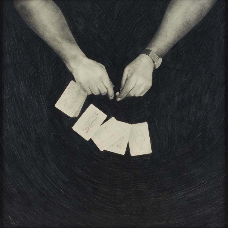 Artwork by Natividad Bermejo, El Juego de Cartas I, Made of Graphite on paper