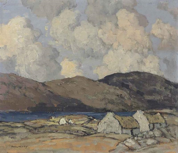 Thatched Cottages with Mountains Beyond by Paul Henry
