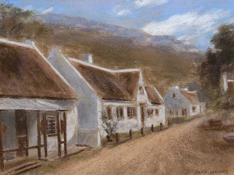 Artwork by David Magnus, Village Street, Made of Pastel