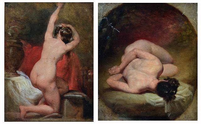 2 works; Two female nude studies from the life by William Etty