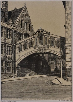 2 works; Hertford College, Oxford and Magpie Lane & Merton College - C. J. Broadhurst