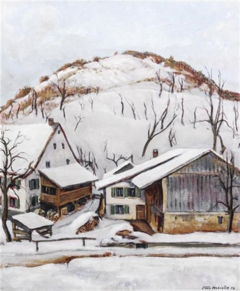 Snowy Cabins by Otto Meister, 1939