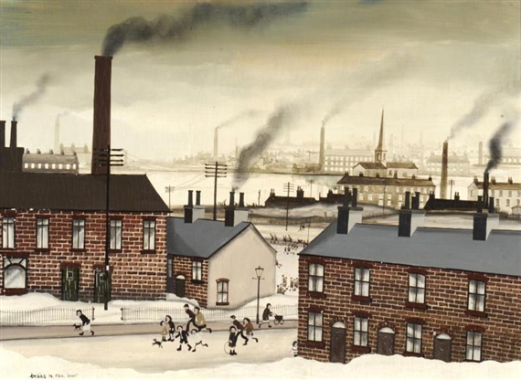 A Winter Street Scene Before an Industrial Landscape by Brian Shields, 1976