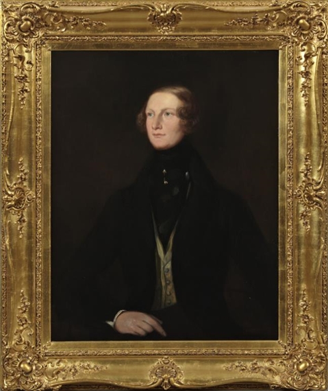 Portrait of a Gentleman with a Pearl Stickpin by American School, 19th Century, Mid 19th Century