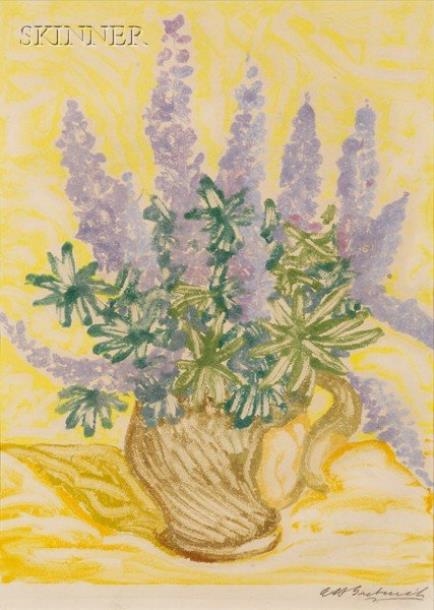 Artwork by Oscar H. Gieberich, Larkspur, Made of Color monotype on paper