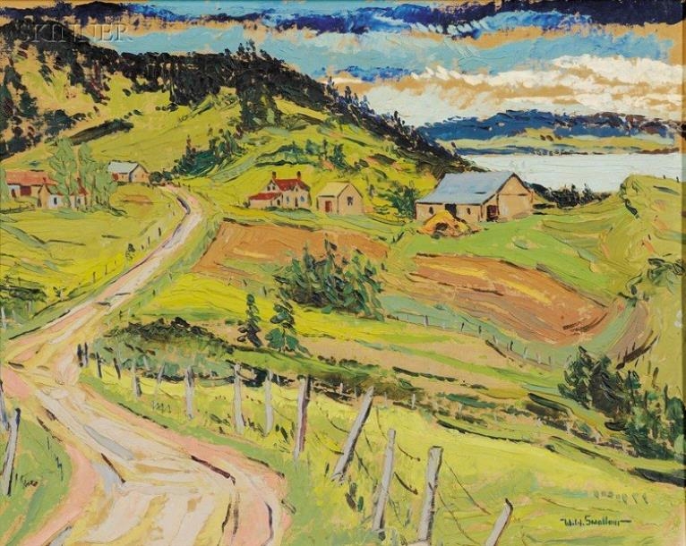 Artwork by William Weldon Swallow, Percé Landscape, Made of Oil on canvasboard