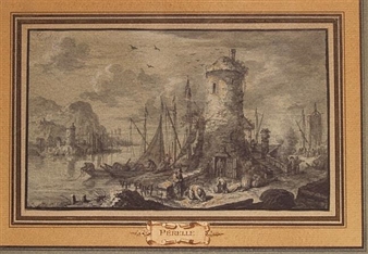 Port Scenes with Figures: Two by Attributed to Gabriel Perelle