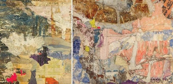 2 Works: Collage #1; Collage #2 by Ernst van Leyden, 1963