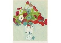 Artwork by Pierre Boncompain, Bouquet in a Vase; Yellow Flower; Red Flower, Made of lithograph