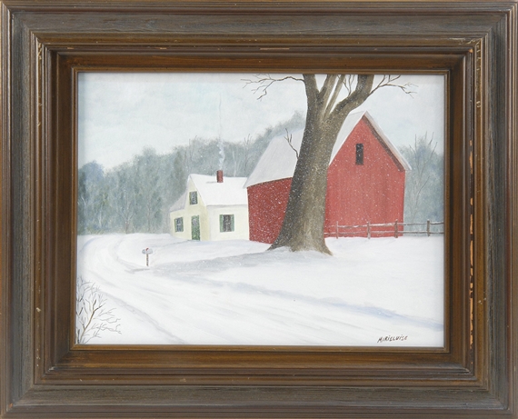 New England Barn in snow by Marieluise Hutchinson