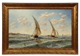 Two Sailboats Racing - E. Herrera