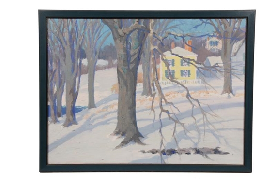 Yellow House, Falling Branch in Snow by Caroll Thayer Berry, circa 1930s