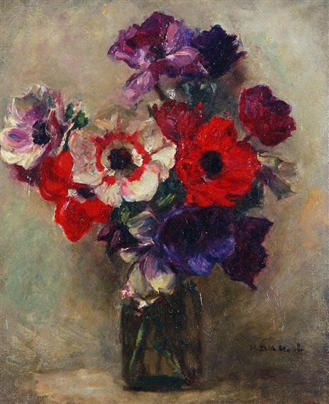 Still life of anemones in a jar by Henry d'Arcy Hart