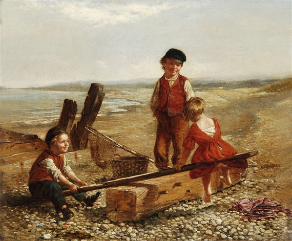 A seesaw by the sea shore by William Hemsley