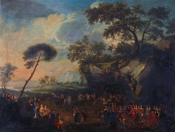 A village fete by Jean-Antoine Watteau