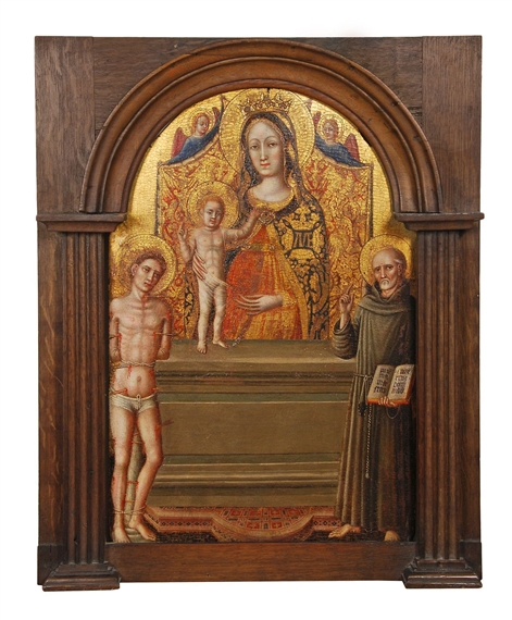 Master of Staffolo | MADONNA AND CHILD ENTHRONED WITH SAINT SEBASTIAN ...