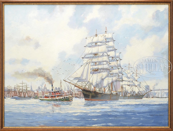 TALL SHIPS IN NEW YORK HARBOR by Eldred Clark Johnson