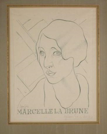 Artwork by Juan Gris, 2 Works: Marcelle la Blonde; Marcelle la Brune, Made of Lithographs printed in sepia and green on Chine Volant paper