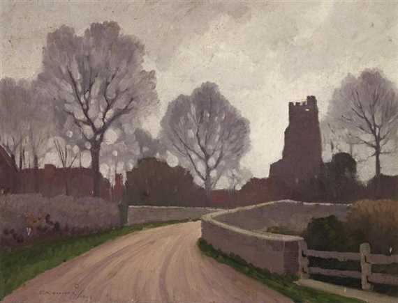 STOKE CANON CHURCH, DEVONSHIRE by Elioth Gruner, 1924