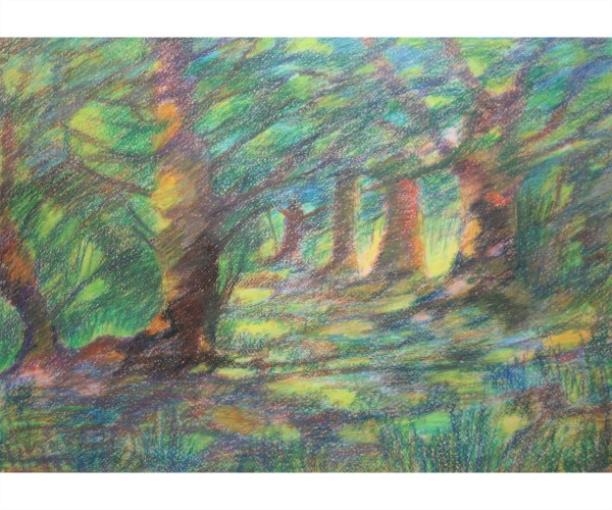 Artwork by Dee Buttle, 2Works: “The Path” and “The Glade”, Made of TWO OIL PASTELS