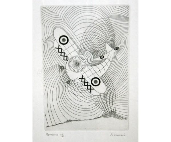Artwork by Brian Hanscombe, Snail”; “Aerobatics” and “Storm Break II, Made of BLACK AND WHITE LIMITED EDITION ETCHINGS