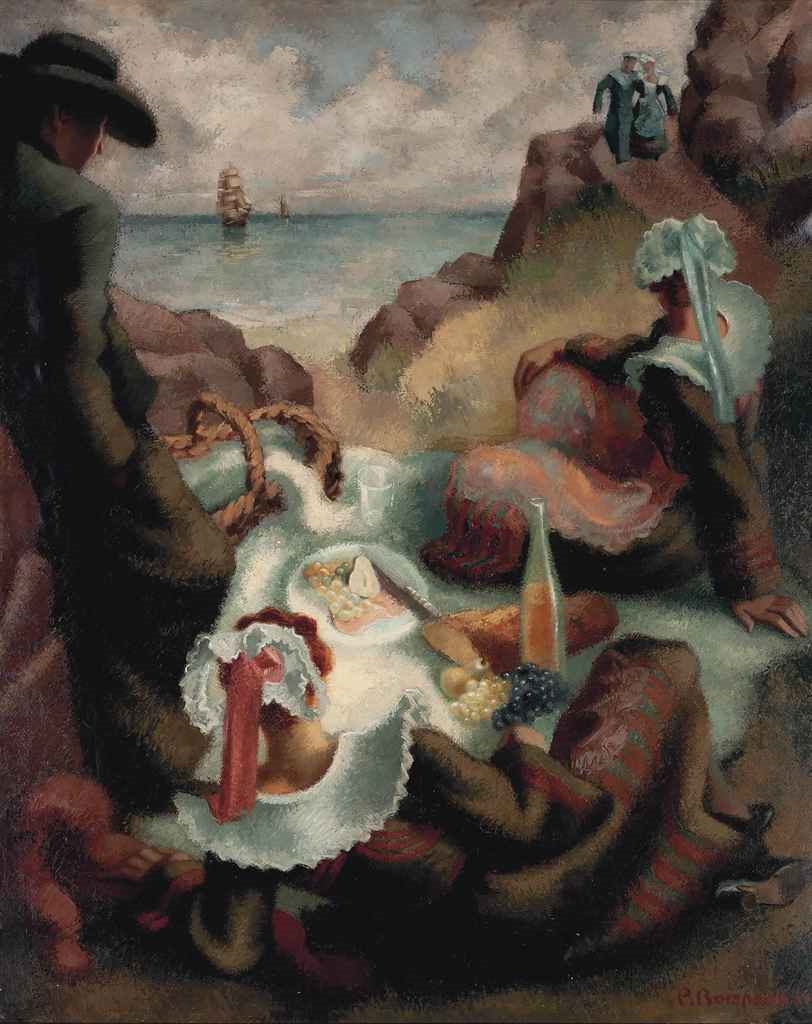 Artwork by Pierre Bompard, Déjeuner sur les falaises, Made of oil on canvas