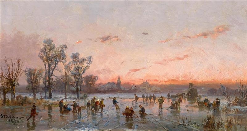 Adolf Stademann | Winter Landscape at Sunset | MutualArt image.