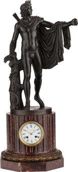 FIGURAL CLOCK ON A ROUGE MARBLE BASE - Pierre Maximilien Delafontaine