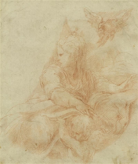 Studie zu einer Verkündigungsmaria by Parmigianino
