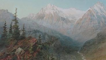 A Majestic Snow Covered Mountainscape by Nicolas Chevalier, 1874