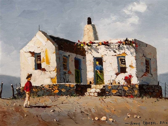Cottage & Figure by Hennie Griesel