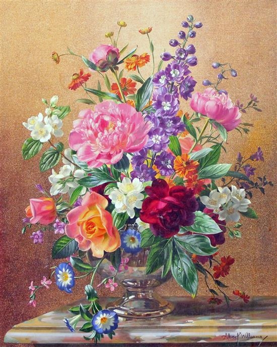 Albert Williams | Summer flowers in a glass vase | MutualArt