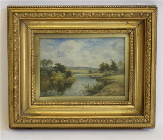 River Scene with Punt by Thomas Spinks, 1915