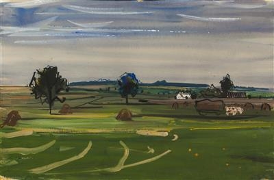 Landscape with a Wagon by Vojtěch Sedláček, 1932