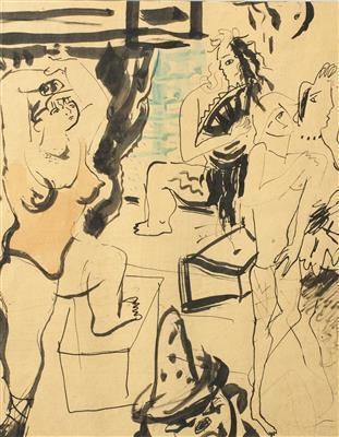 Artwork by Walter Vincenc, Comedians, Made of Ink and watercolour on paper